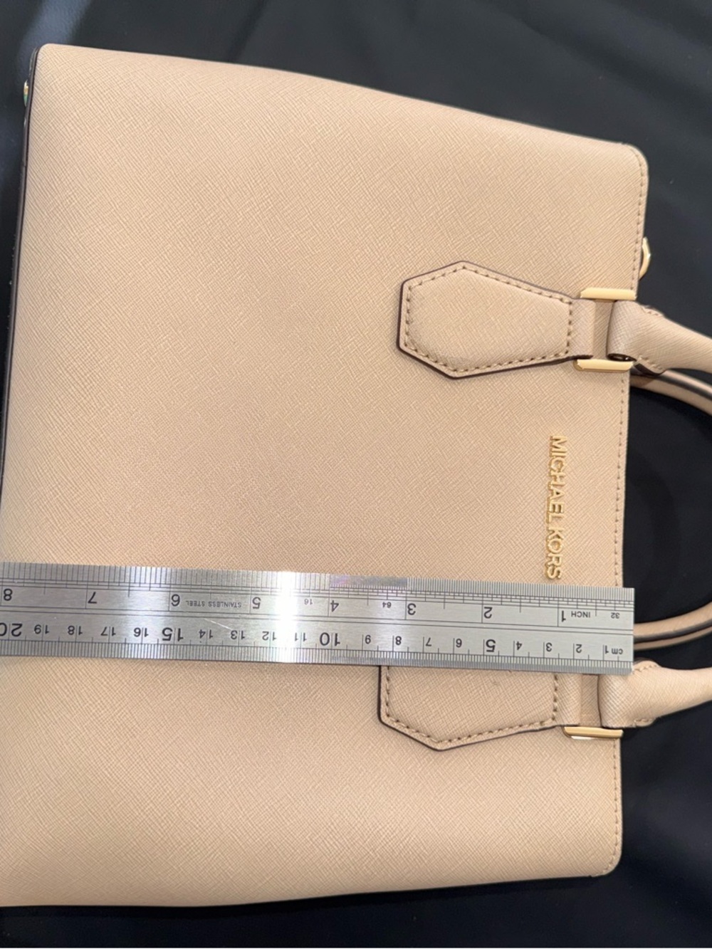 Michael Kors Saffiano Small Leather Satchel in Light Beige - Picture 10 of 14
